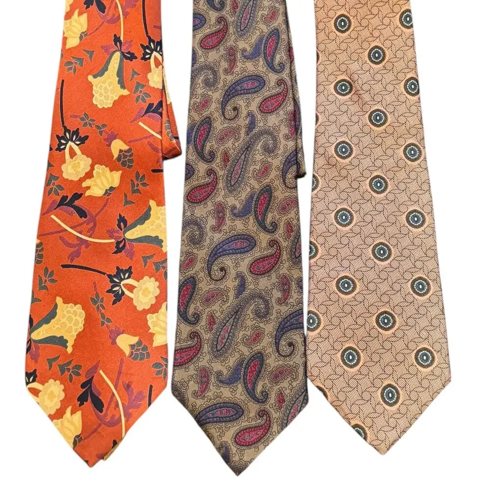 Vintage Silk Designer Tie Lot Lanvin Christian Dior AKM Made in Italy